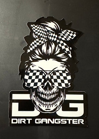 Checkered Flag Messy Bun Dirt Gangster Sticker