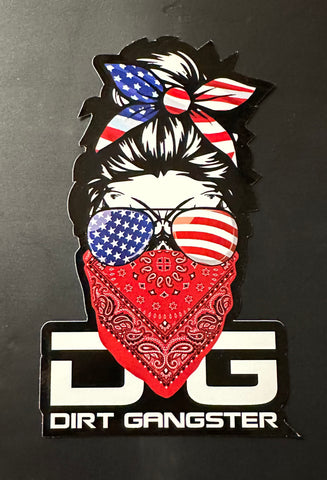 American Flag Messy Bun Dirt Gangster Sticker